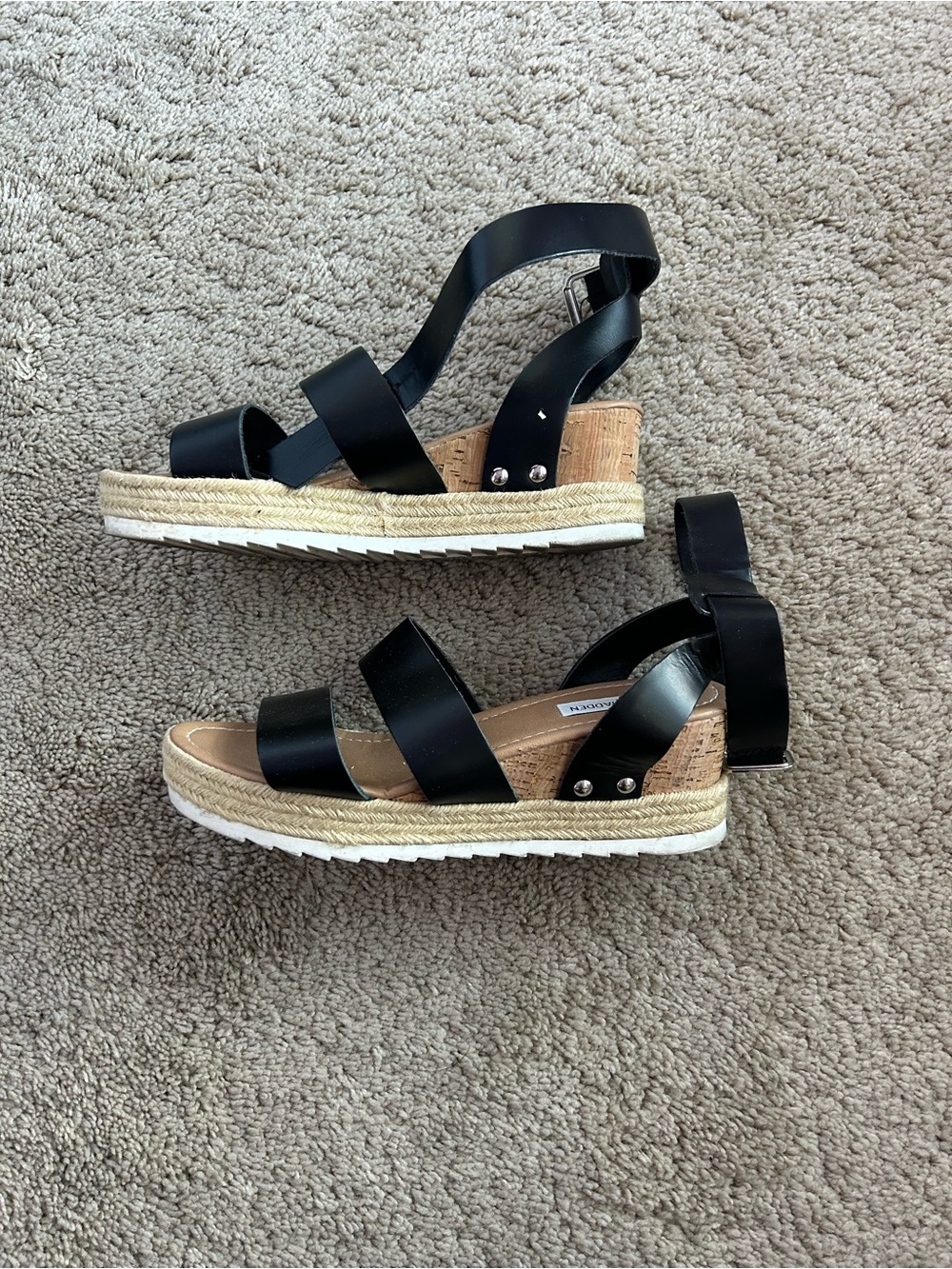 Steve Madden Black Espadrille Platform Sandals
